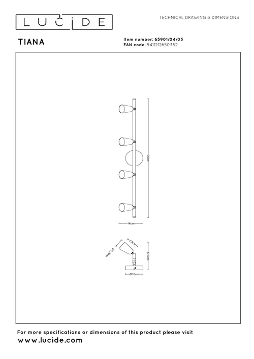 Lucide TIANA - Ceiling spotlight - 4xGU10 - Champagne Color | Essential - technical